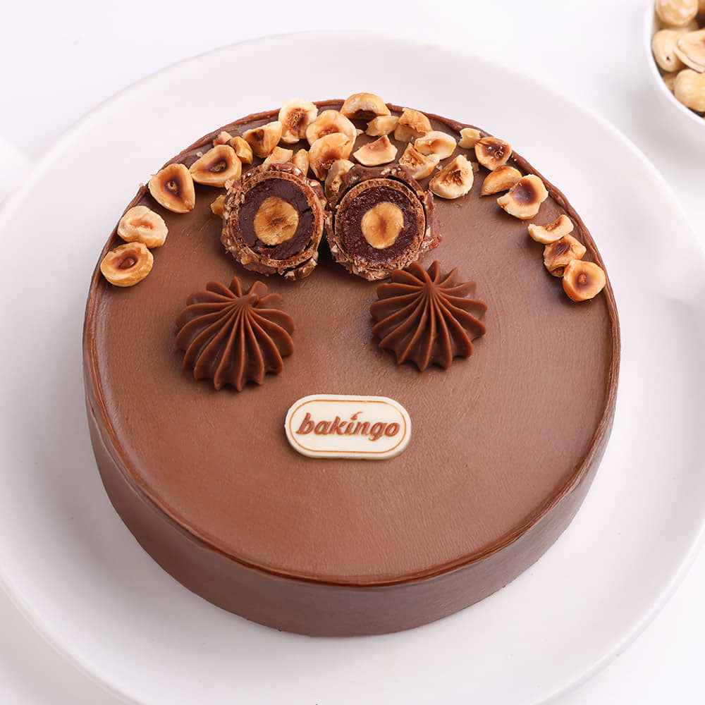 Top View of Ferrero Rocher Chocolate Cake