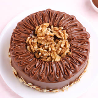 Top View of Dry Fruit Chocolate Cake