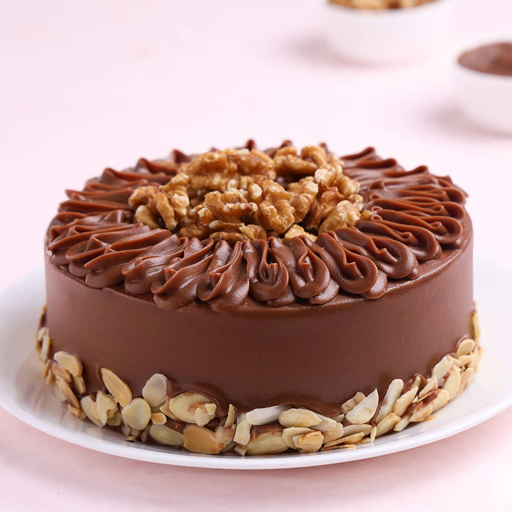 Dry Fruit Chocolate Cake Side View of Dry Fruit Chocolate Cake