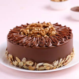Side View of Dry Fruit Chocolate Cake