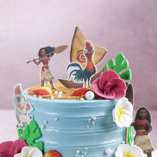 Zoomed View of Ocean Voyage Moana Cake Zoomed View of Ocean Voyage Moana Cake