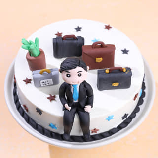 Top View of Office Suitcase Cake