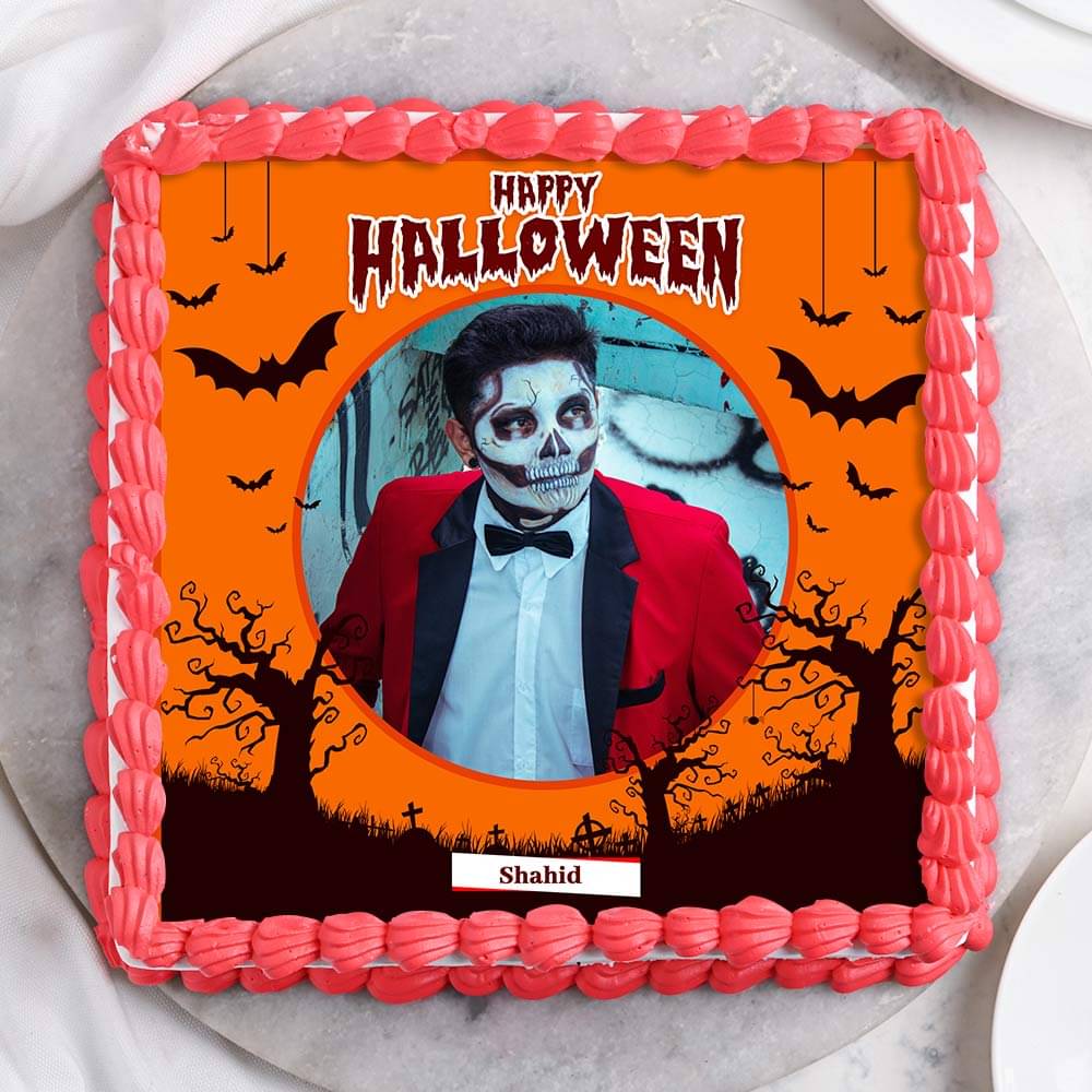 Square Photo Halloween Cake