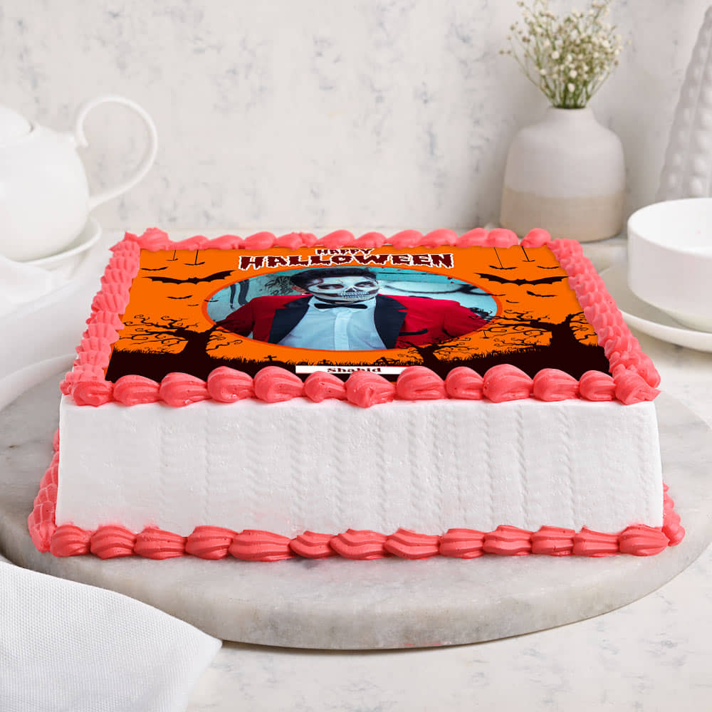 Square Photo Halloween Cake