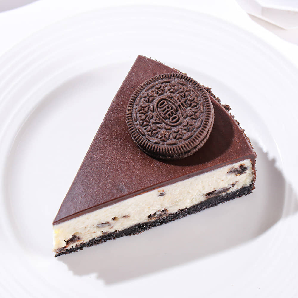 Classic Oreo Cheesecake Slice Top View of Classic Oreo Cheesecake Slice