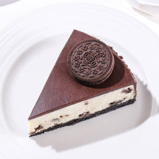 Top View of Classic Oreo Cheesecake Slice Top View of Classic Oreo Cheesecake Slice