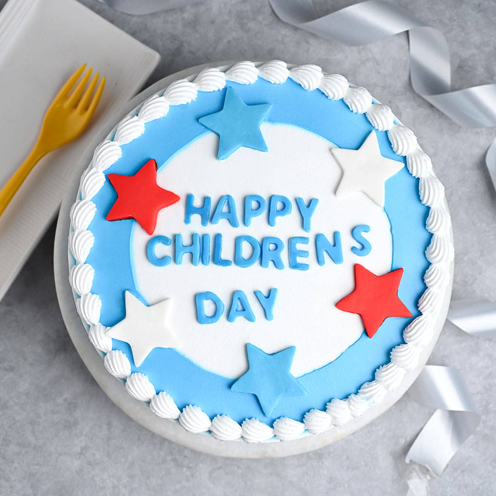 Children's Day Round Vanilla Cake - HolaCakes