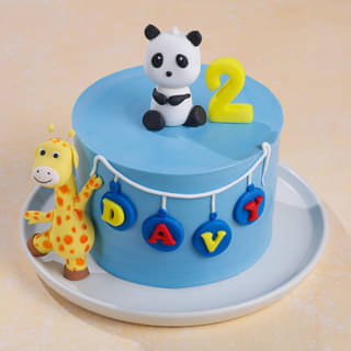 Panda N Girrafe Theme Cake