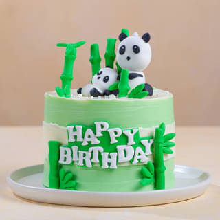 Front View of Panda Theme Cake for Birthday Front View of Panda Theme Cake for Birthday