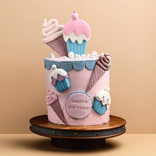 Side View of Paradise Birthday Cake