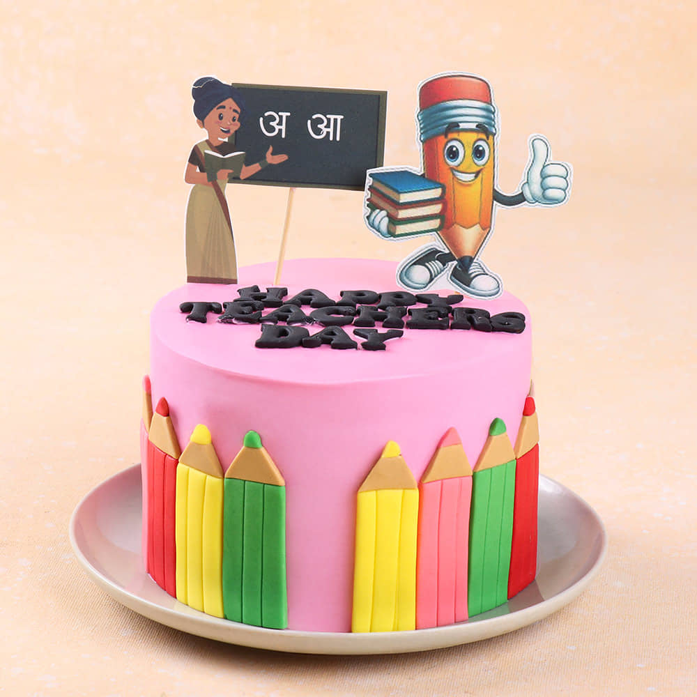 Pastel Pencils Teachers Day Cake