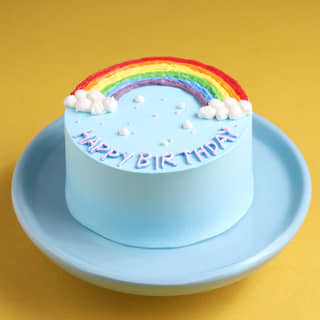 Front View of Rainbow Clouds Bento Cake