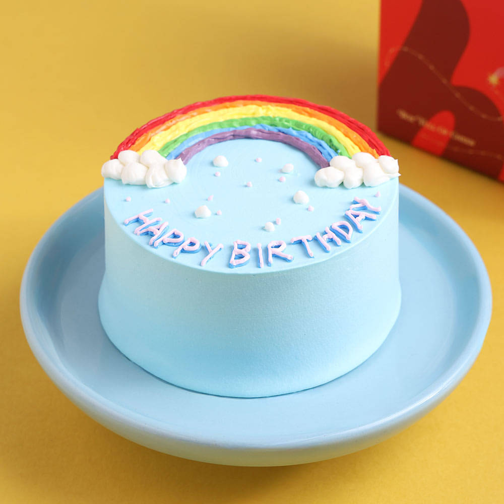 Side View of Rainbow Bento Cake