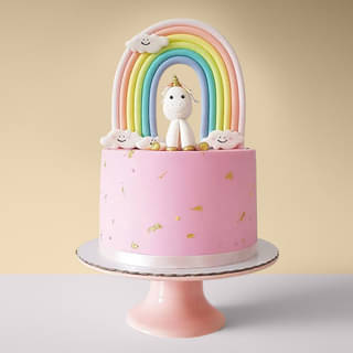 Order Pastel Rainbow Unicorn Semi Fondant Cake Online