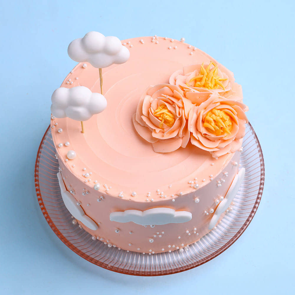 Pearls N Clouds Rosette Cake