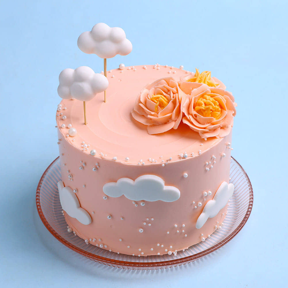 Pearls N Clouds Rosette Cake
