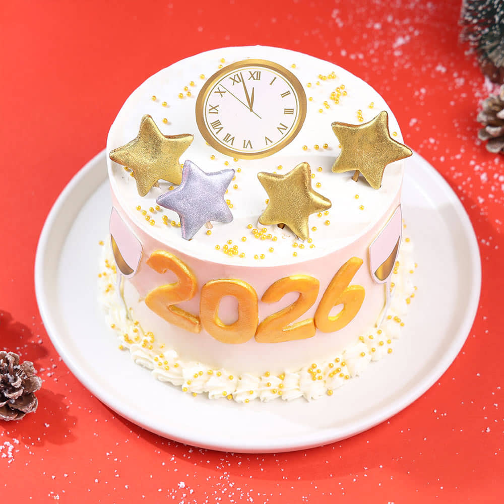 Angled View of Pearls N Swirls New Year Cake