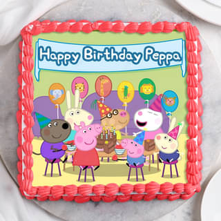 Top View of Peppa Pig Birthday Bash Cake