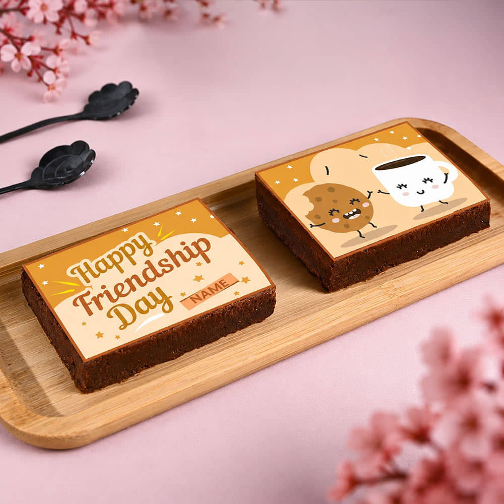 Perfect Pair Friendship Day Walnut Brownie Set Front View of Friendship Day Walnut Brownie