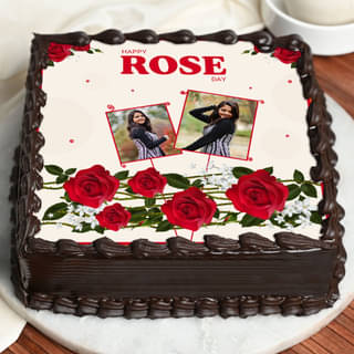 Personalised Rose Photo Cake : Happy Rose Day