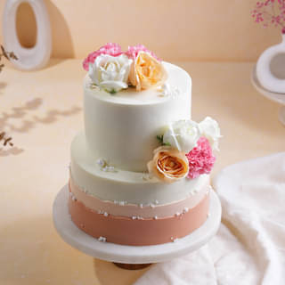 Floral Petals N Pearls Ombre Cake