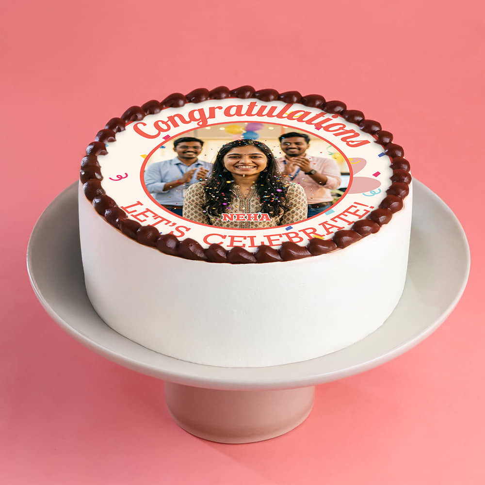 Side view of Congratulations Personalised Cake