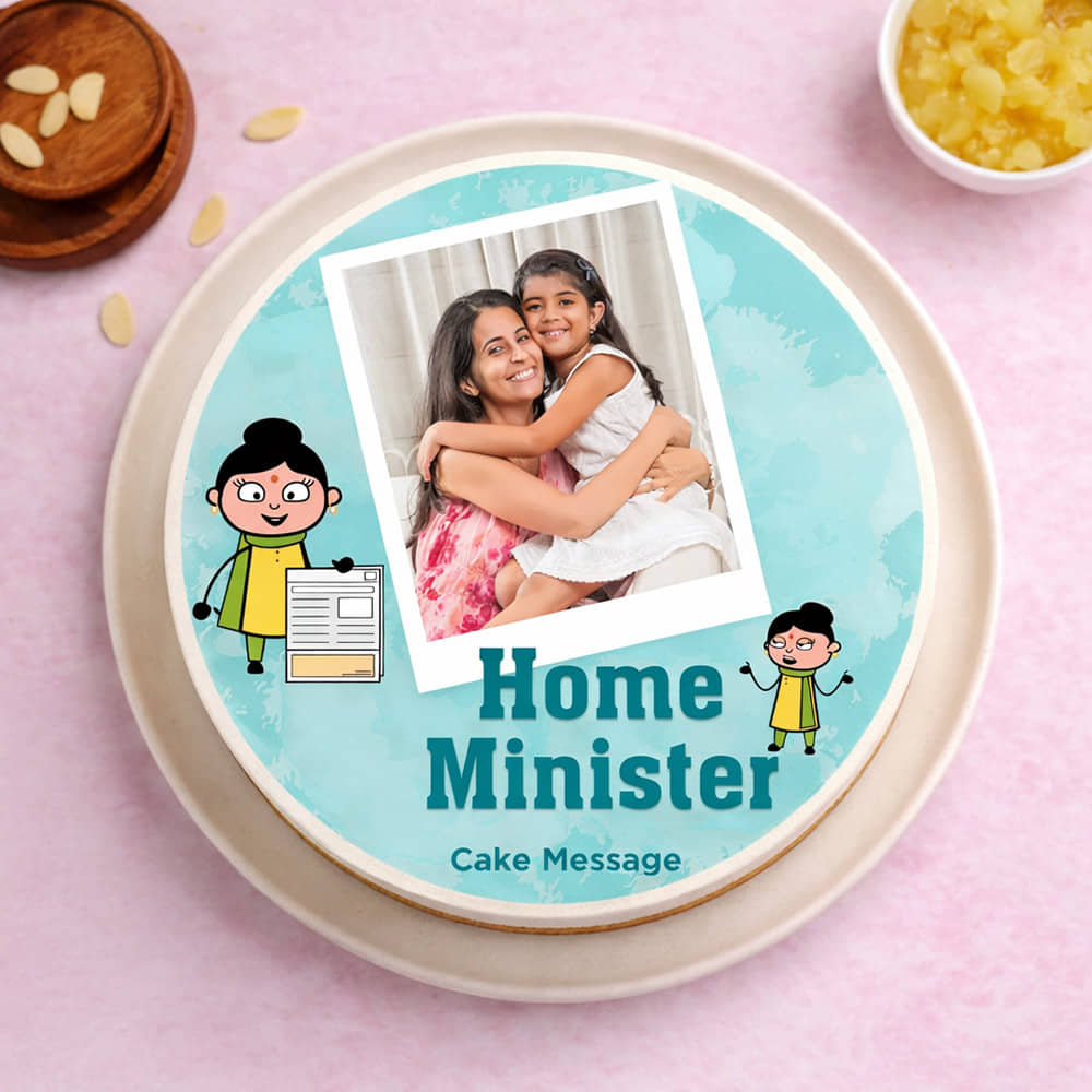 Side View of Photo Cake for Home Minister