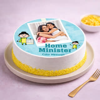Top View of Photo Cake for Home Minister Top View of Photo Cake for Home Minister
