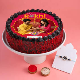 Photo Cake With A Designer Rakhi