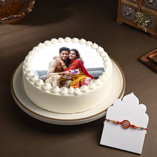 Photo Cake With A Designer Rakhi