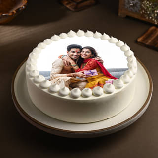 Photo Cake With A Designer Rakhi