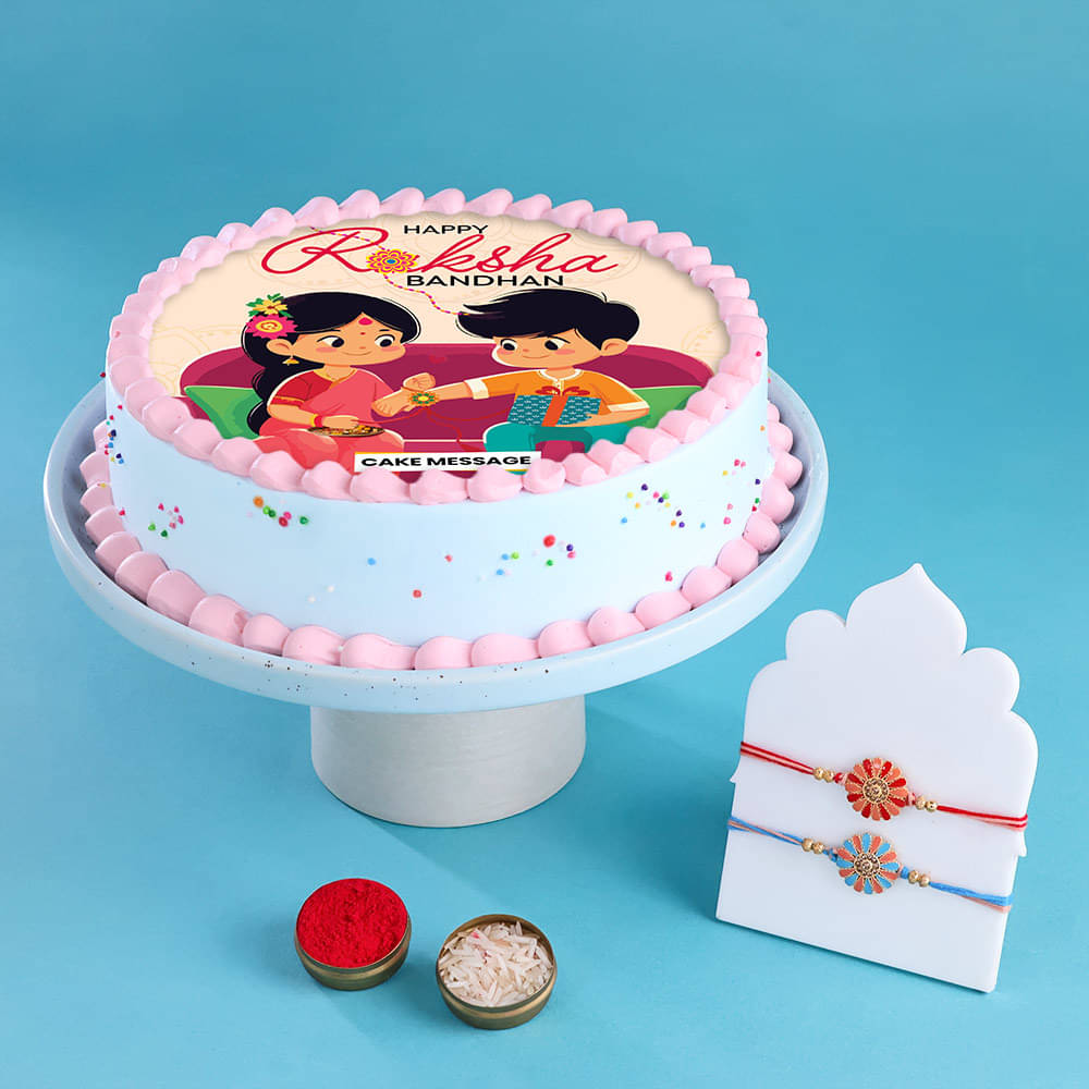 Photo Cake With Designer Rakhi