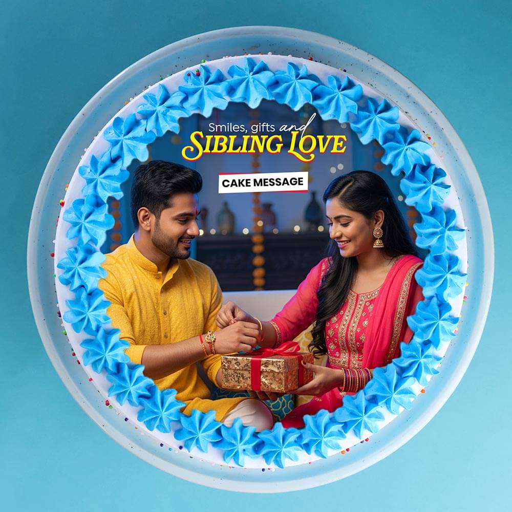 Top View of Raksha Bandhan Photo Cake