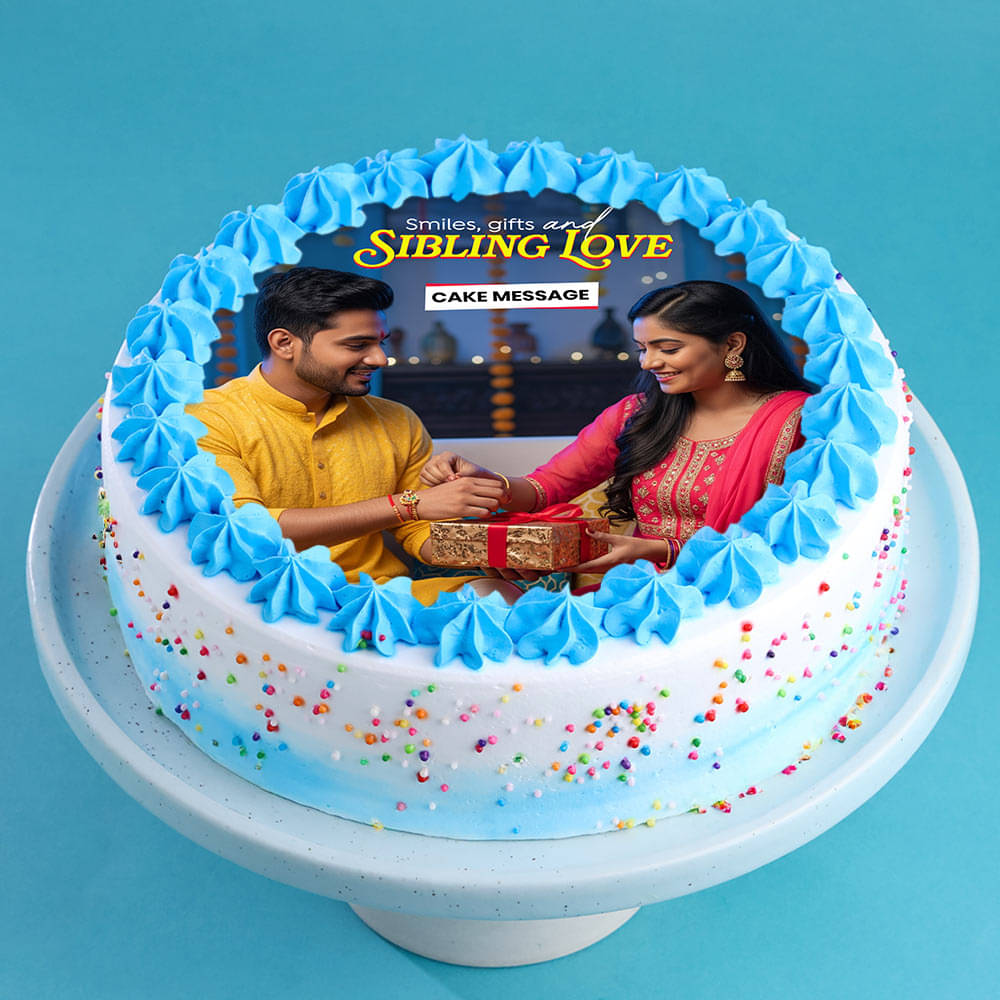Side View of Raksha Bandhan Photo Cake
