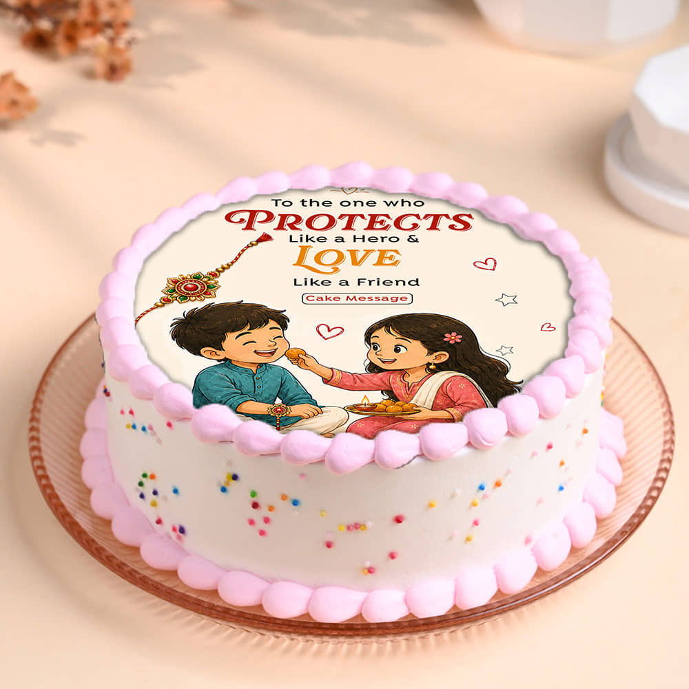 Raksha Bandhan Photo Cake Front View of Raksha Bandhan Photo Cake