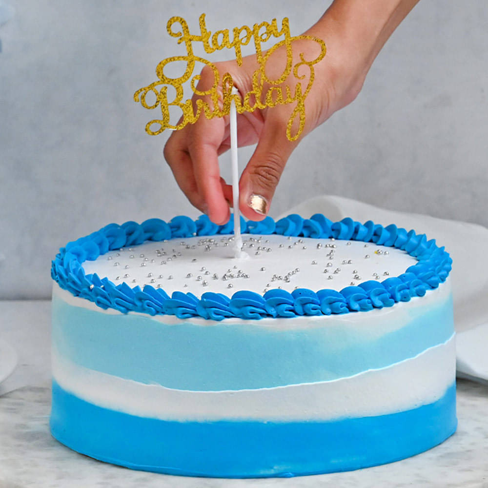 Money Pulling Cake with ombré blue shades | Happy Cake Studio