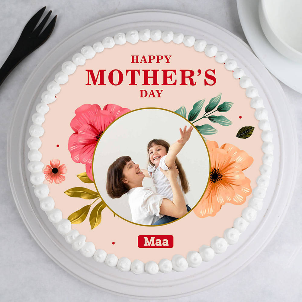 Round Mothers Day Photo Cake