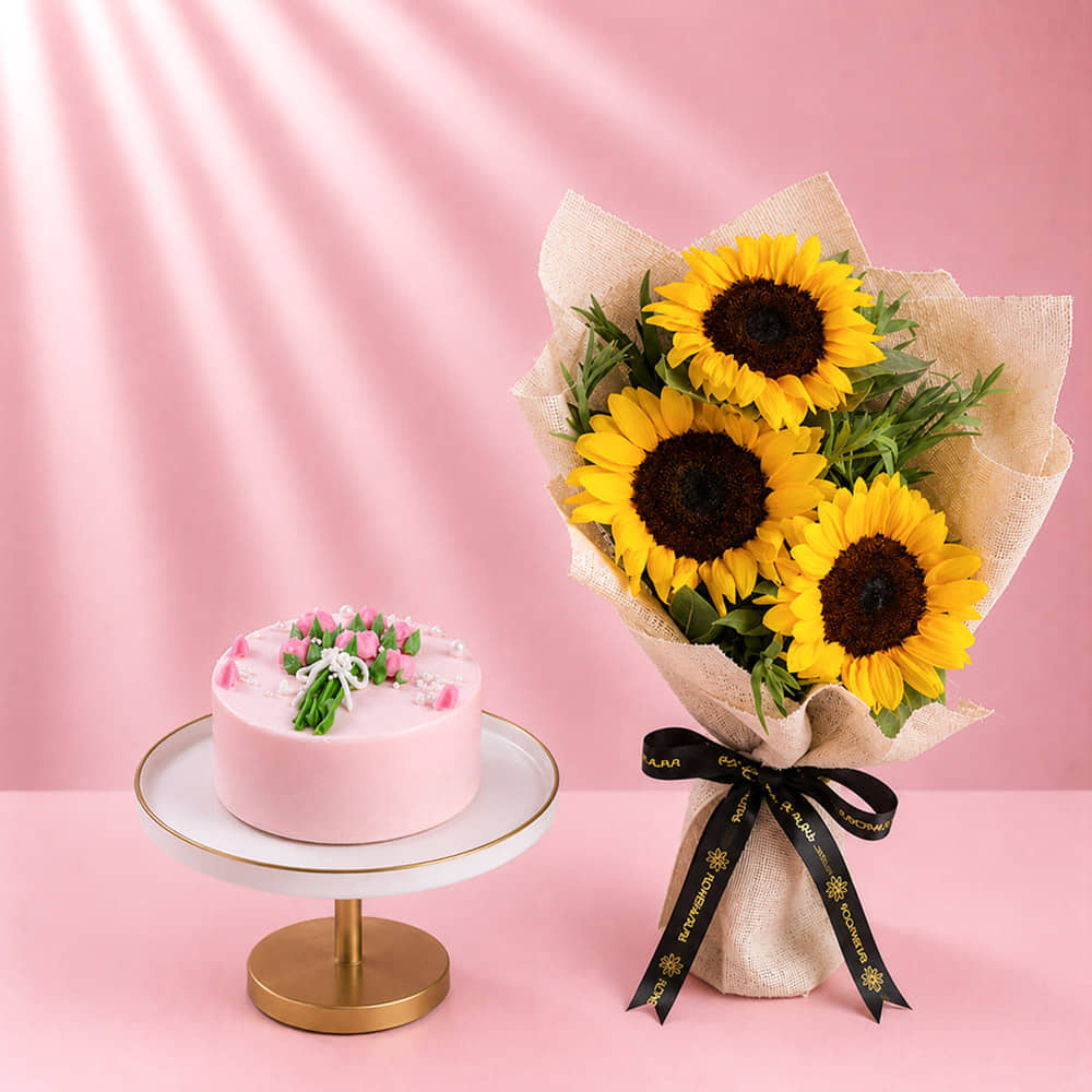 Pineapple Bento Bouquet Cake With Sunflowers Pineapple Bento Bouquet Cake With Sunflowers