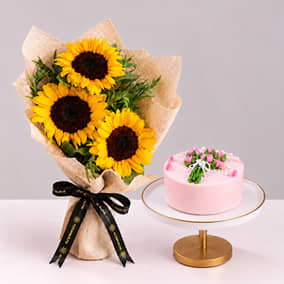 Pineapple Bento Bouquet Cake With Sunflowers