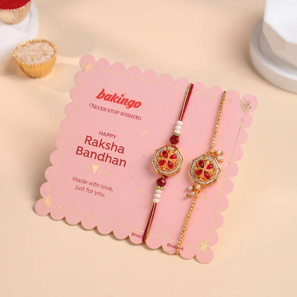 Pineapple Cake with Floral Pearl Rakhi Pineapple Cake N Bhaiya Bhabhi Rakhi Set Online