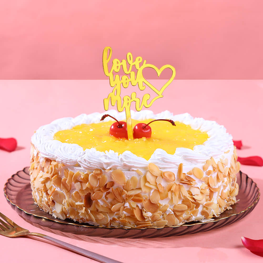 Front Angled View of Pineapple Love Delight Cake