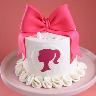 Side View of Pink Barbie Cream Fondant N Sugar Sheet Cake