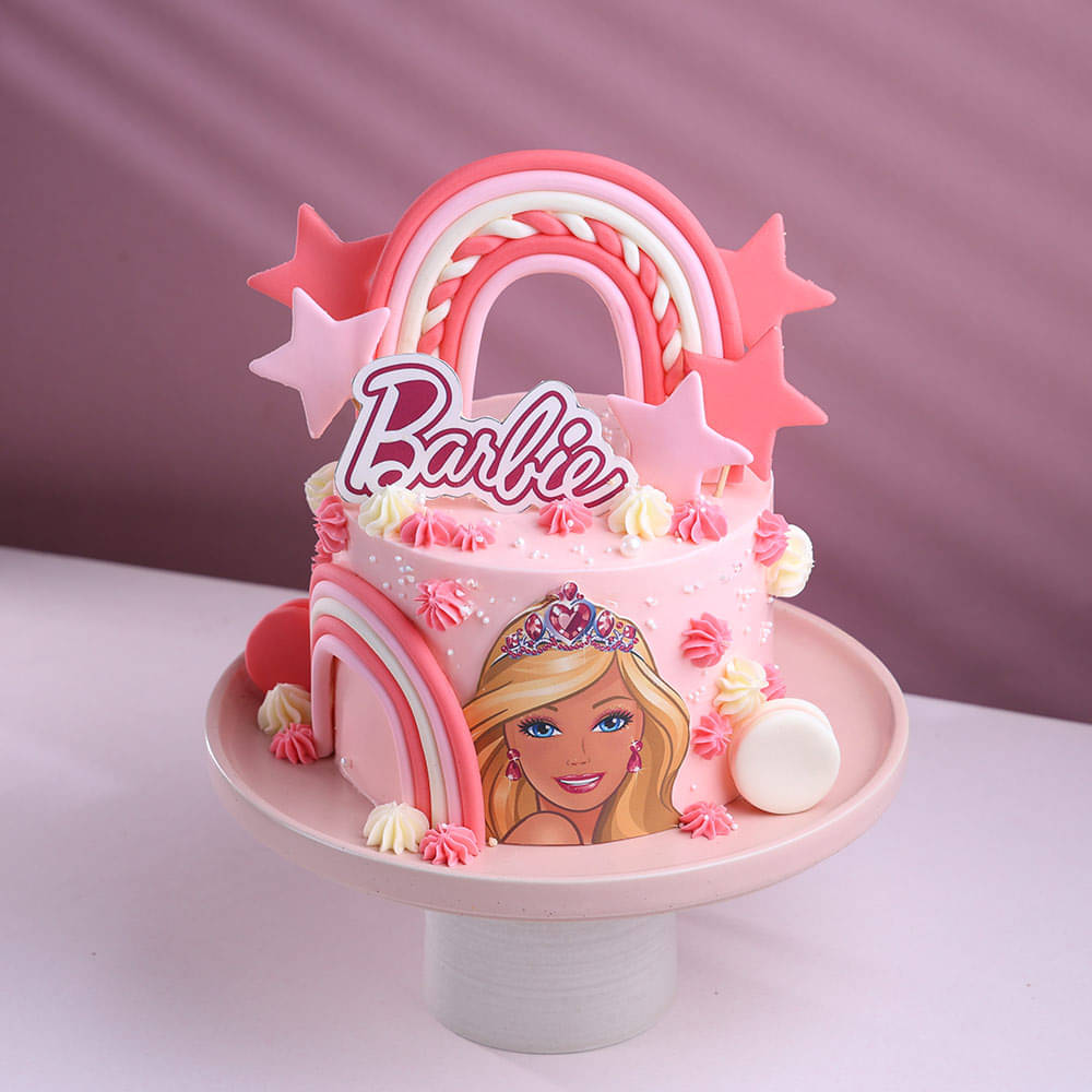 Pink Barbie Theme Cake