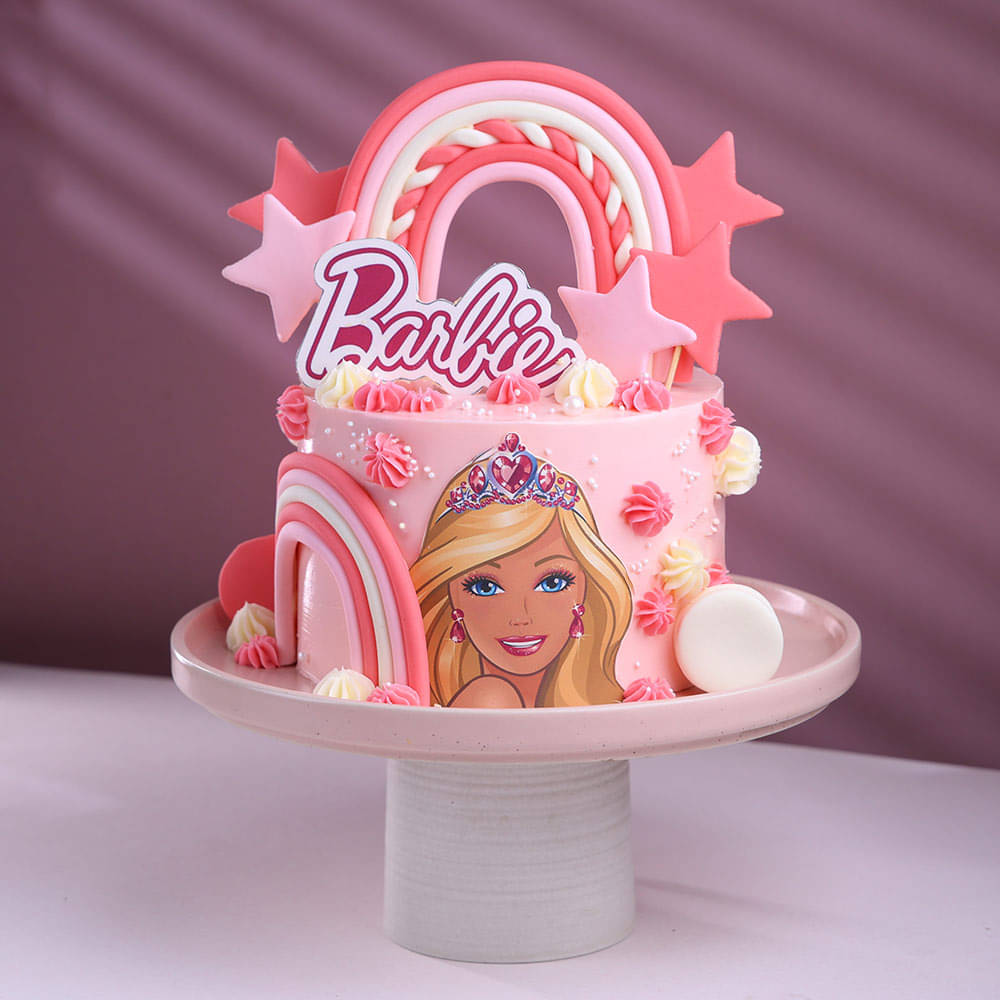 Pink Barbie Theme Cake