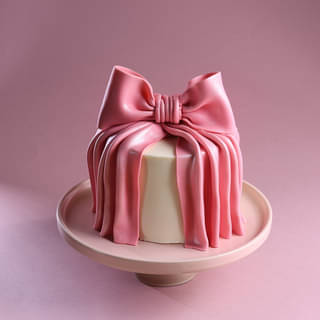 Pink Bow Bridal Cake