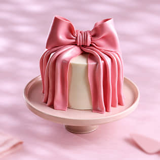 Pink Bow Bridal Cake