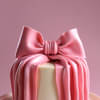 Zoomed View of Pink Bow Bridal Cake