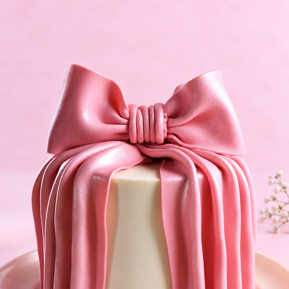 Pink Bow Bridal Cake
