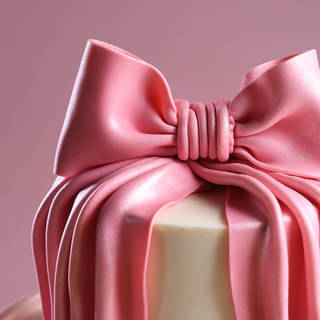 Upper View of Pink Bow Bridal Cake