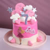Pink Cloudy Barbie Theme Cake